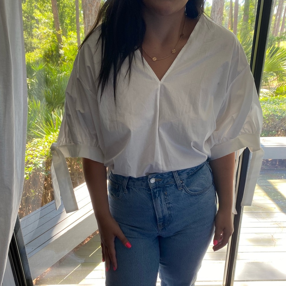zara white blouse